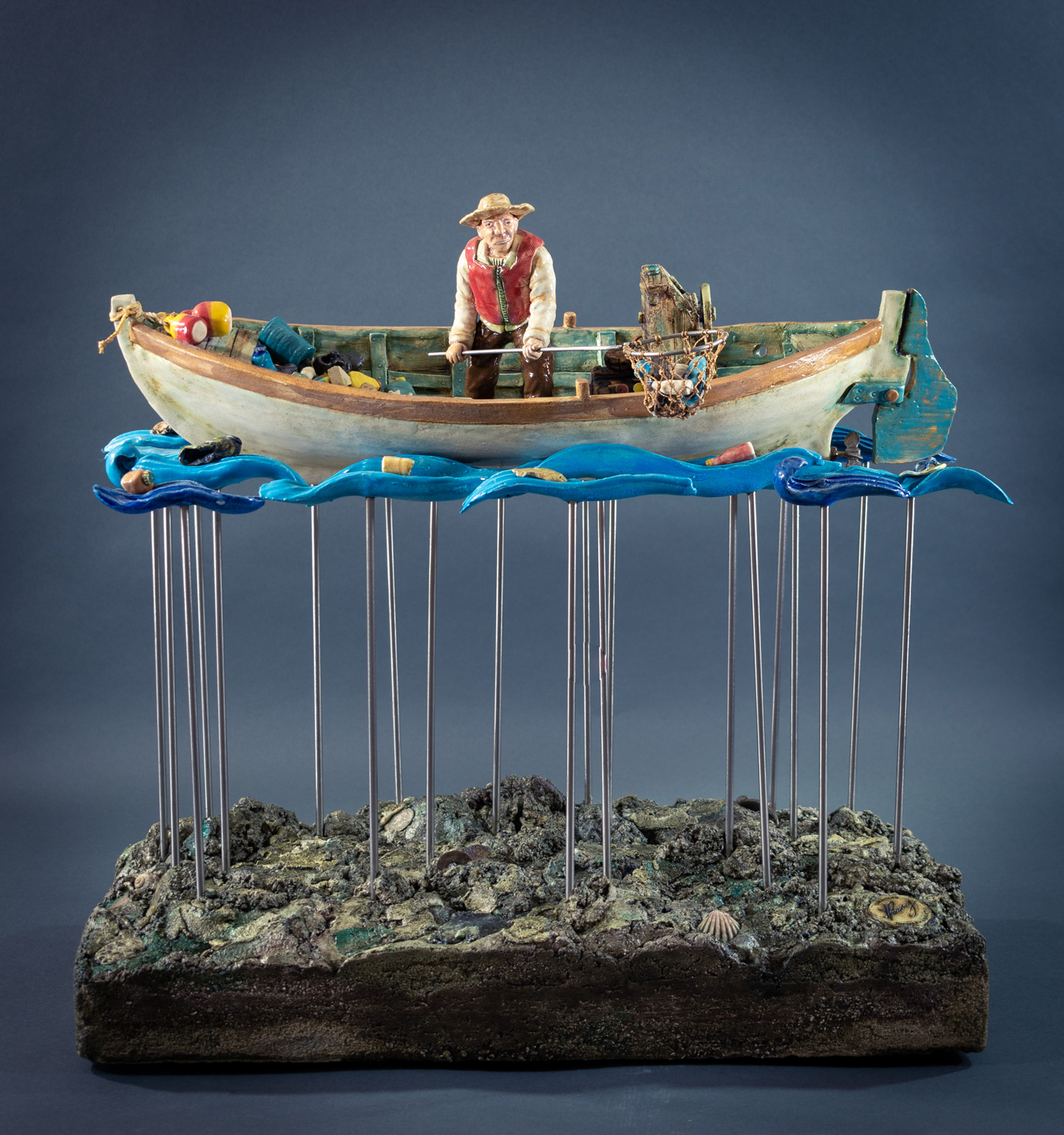 The Great Fisherman - ceramic sculpture by Yonier Powery